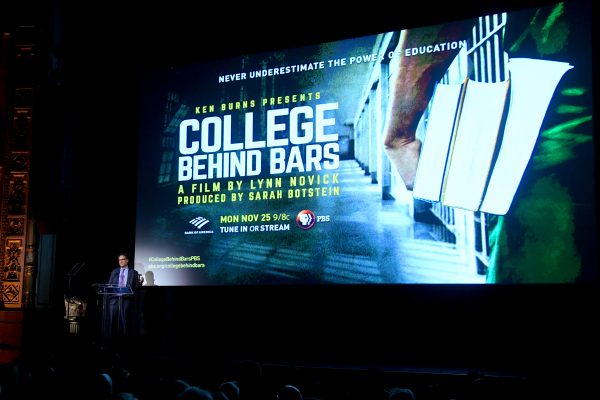 Andrew Plepler speaks on stage at the special screening of COLLEGE BEHIND BARS at The Apollo Theater on November 12, 2019 in New York City. (Photo by Ben Gabbe/Getty Images for Skiff Mountain Films)
