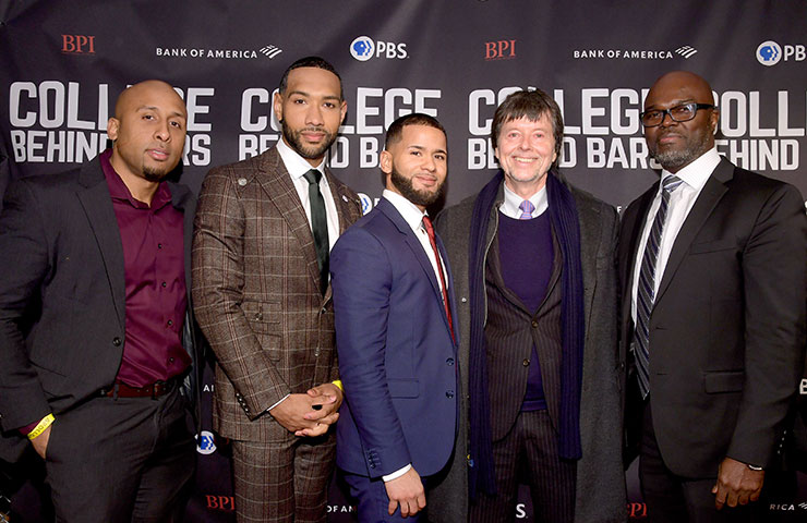BPI Alumni standing on the red carpet with Ken Burns.