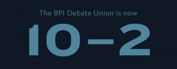 The BPI Debate Union is now 10-2