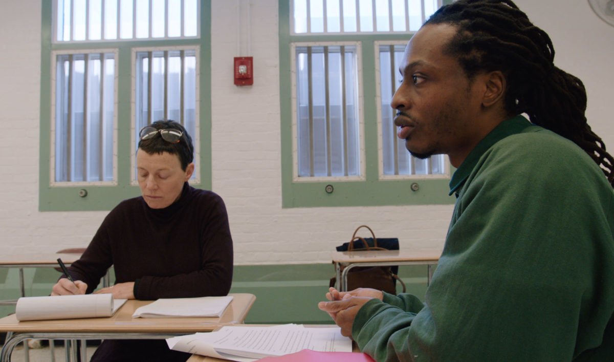 Rodney Spivey-Jones defends his senior thesis in a scene from College Behind Bars.