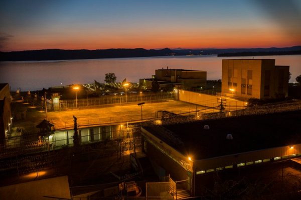 Sunset over the Sing Sing Correctional Facility in Ossining, N.Y.