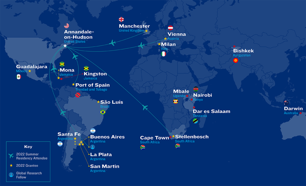 Map of the world showing BPI's international connections.