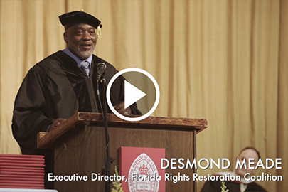 Desmond Meade, voting rights activist, giving commencement speech