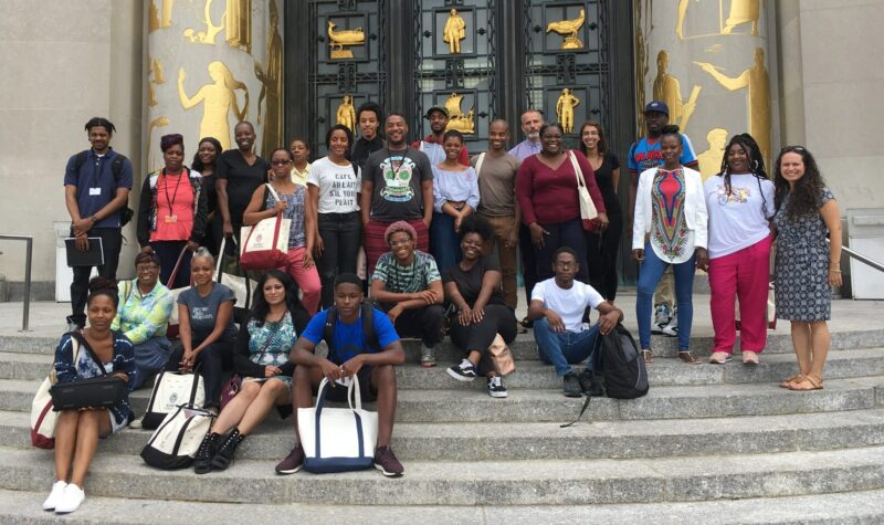 Bard Microcollege students standing outside of Central Library - Brooklyn Public Library