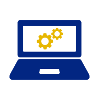 Icon of a laptop with gears on its screen