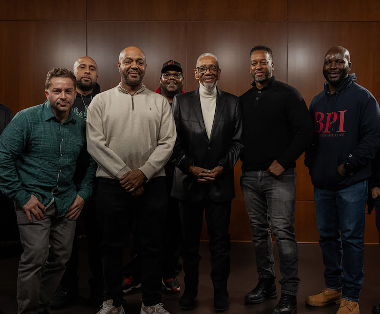 Alumni of the Bard Prison Initiative standing with Congressman Bobby L. Rush (D-Ill.)