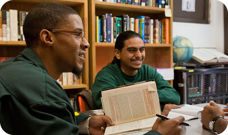 BPI Students discuss a book.